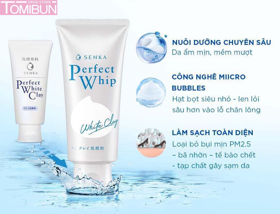 SỮA RỬA MẶT SENKA ĐẤT SÉT TRẮNG LÀM ĐỀU MÀU DA PERFECT WHITE CLAY 120g